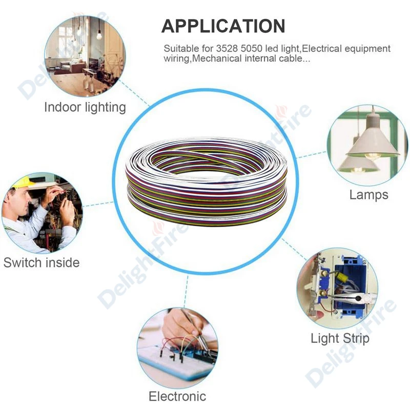 

5 roll 100m 6pin UL2468 22 Gauge AWG Wire LED Strip Cable Electric Cable Extend Cord DIY Tinned Copper High Quality Cable Wire