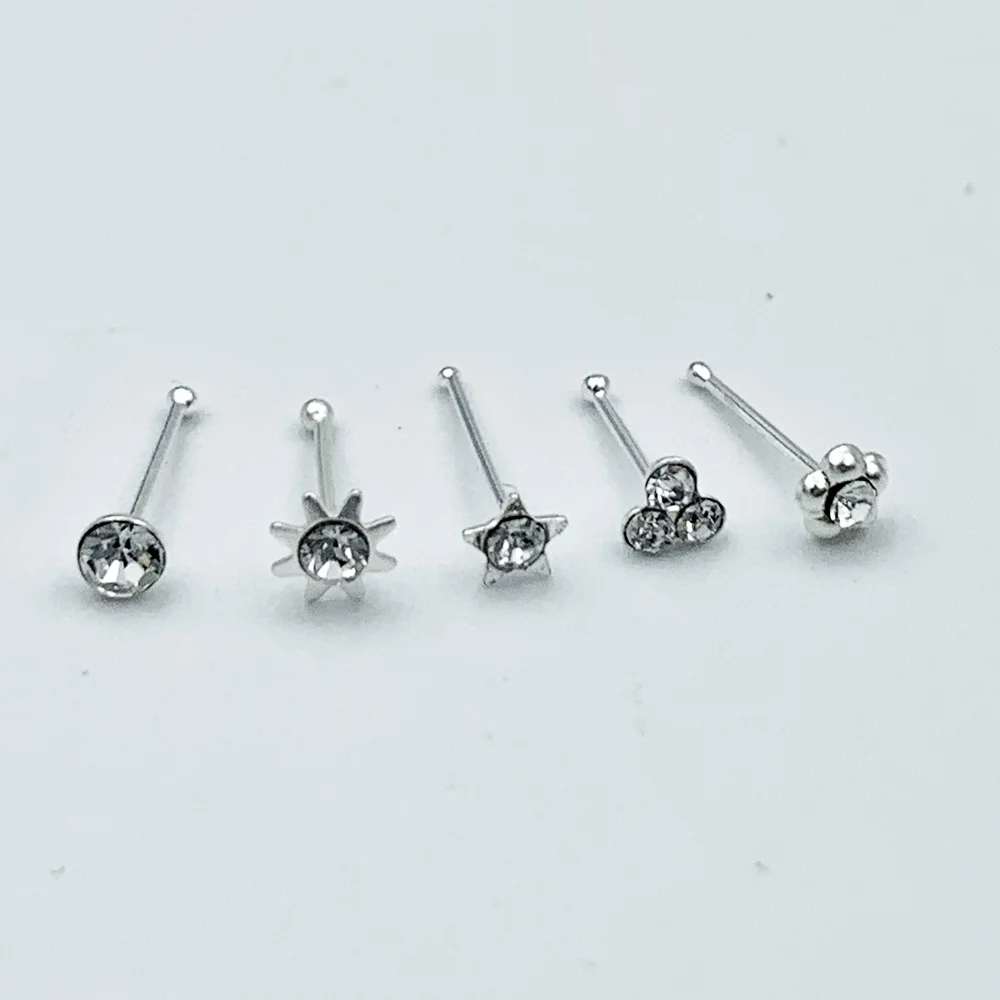 Серьга-гвоздик из серебра 925 пробы для пирсинга ноздрей 20 шт./лот | Украшения и