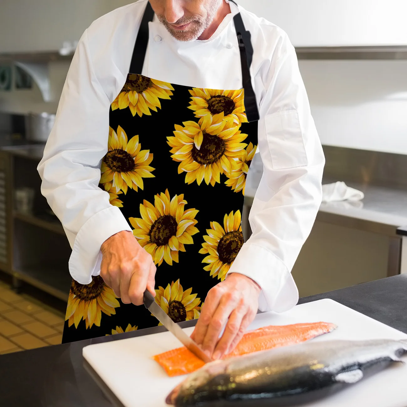 Кухонный Фартук с подсолнухами желтым цветком без рукавов фартуки для женщин и