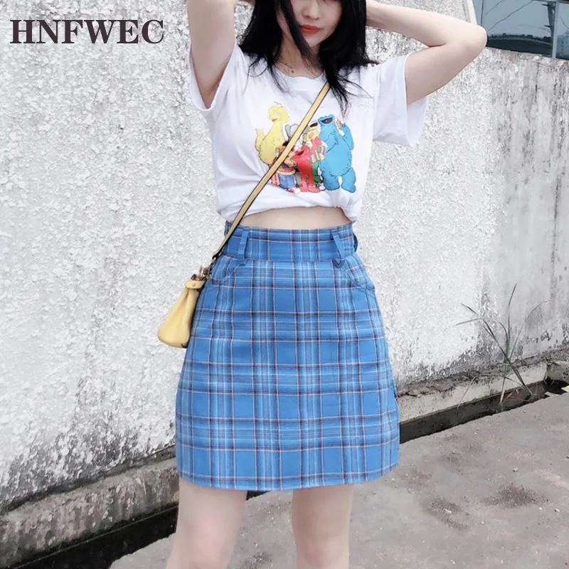 Женские клетчатые юбки в консервативном стиле летние мини трапециевидной формы