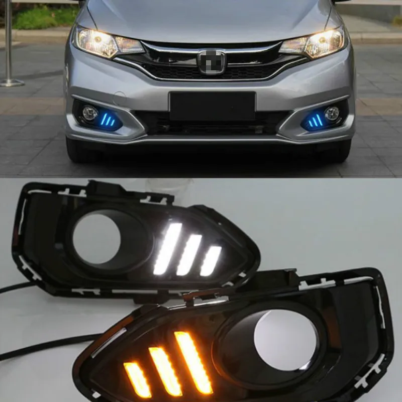 Автомобисветодиодный светодиодные дневные ходовые огни для Honda Jazz fit 2018 DRL