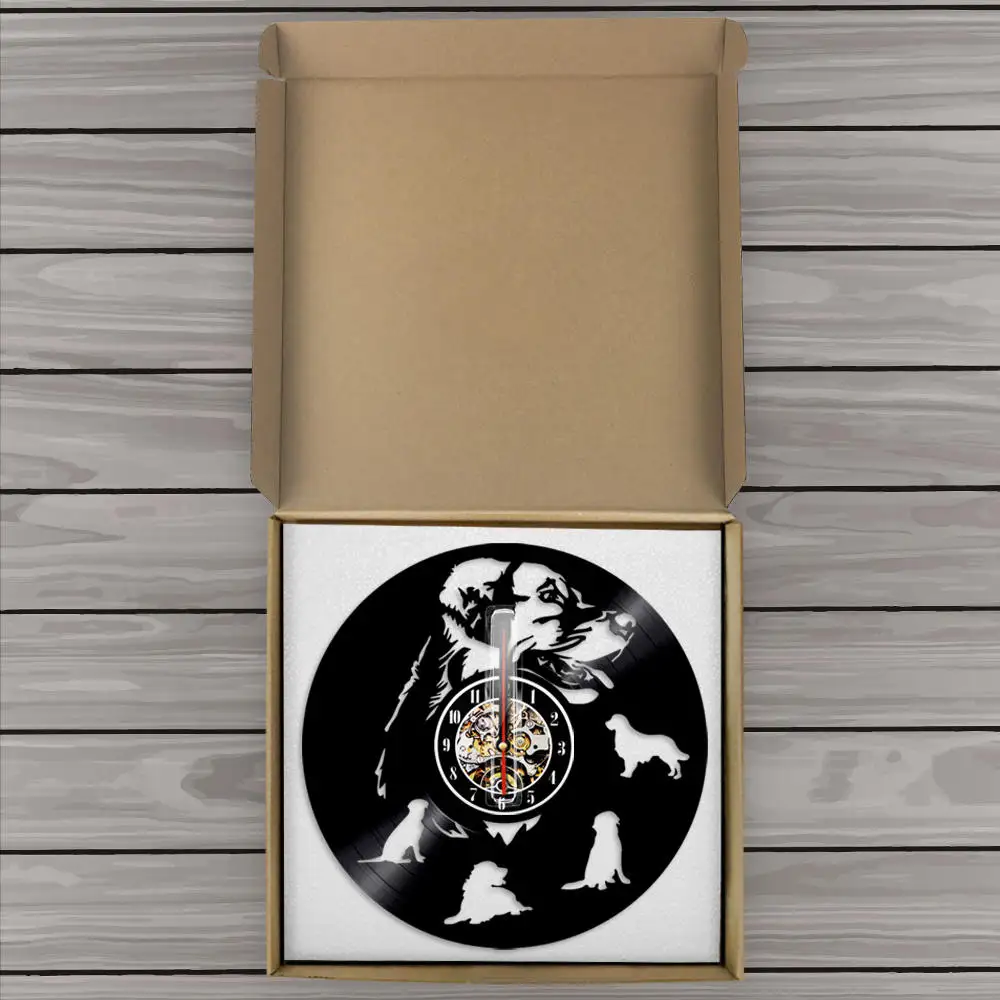 Настенные часы Лабрадора с золотым ретривером настенные виниловой записью