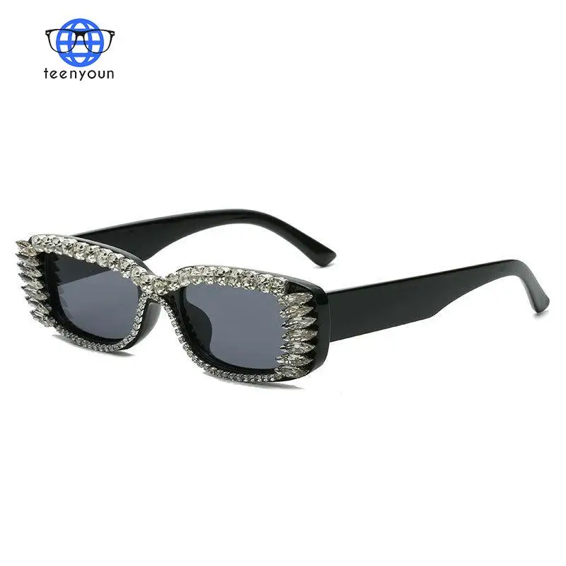 

TEENYOUN 2021 Vintage Square Diamond Sunglasses For Women Men Brand Shades Gradient Rectangle Diamond Design Sun Glasses UV400