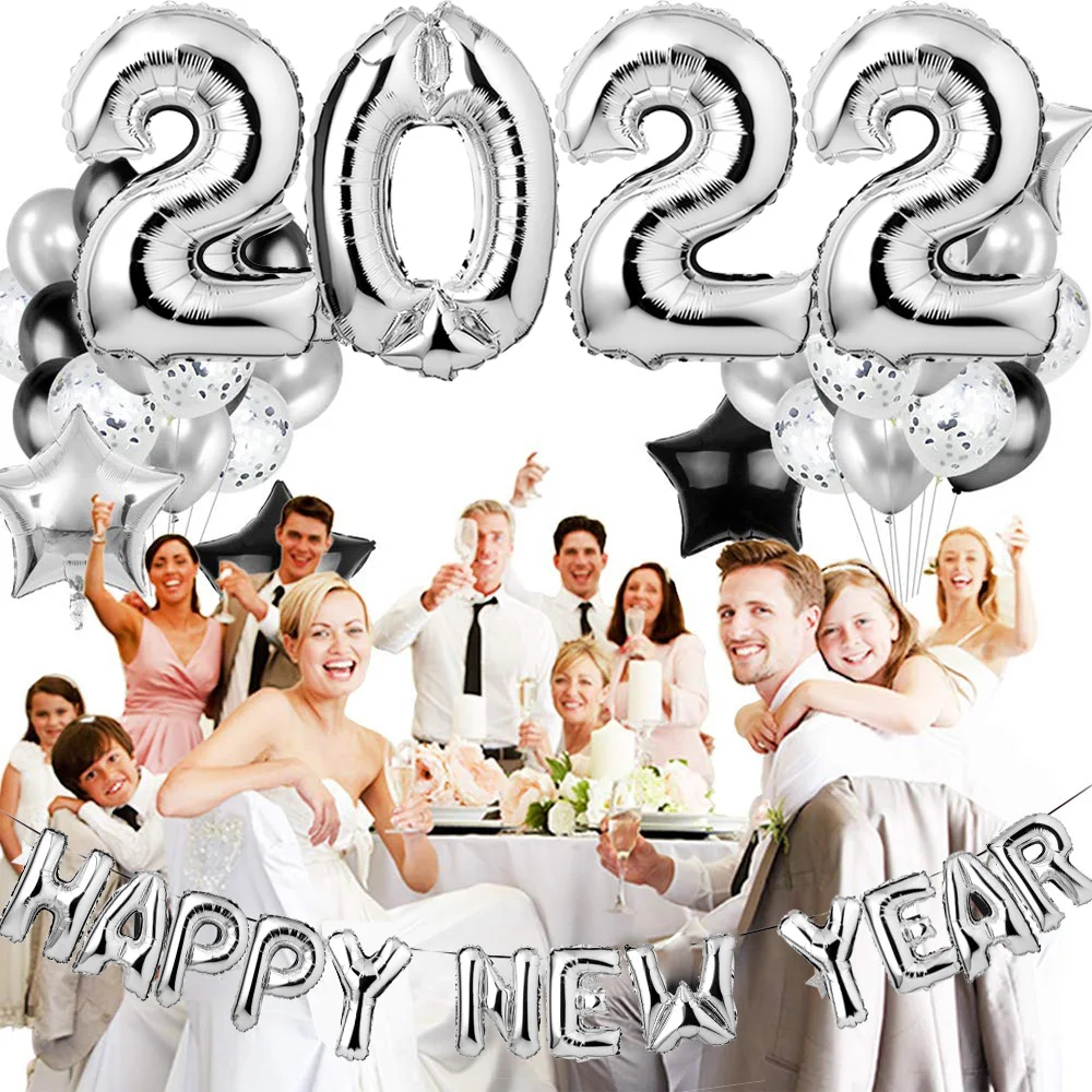 

Amawill 2022 Happy New Year Foil Letter Balloons Banners 2022 Number Air Balloon New Year 2022 Decoration Merry Christmas Decor