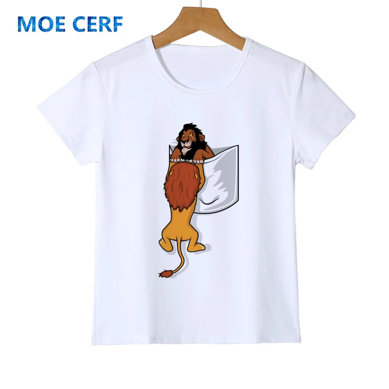 

Funny Lion king T Shirts Boys/Girls Cartoon Design Roi Lion Children's Short Sleeve Tops Kids TeeY32-4