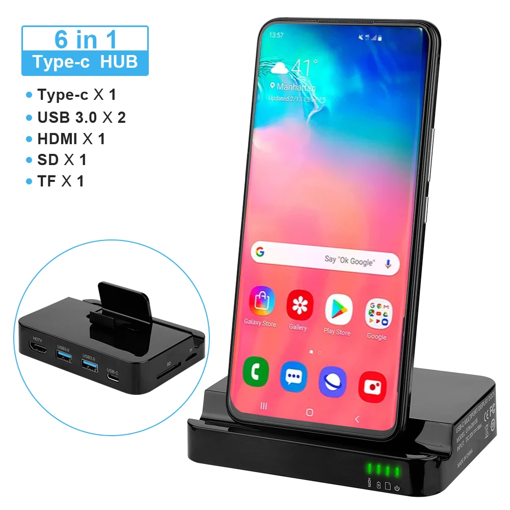 Адаптер питания 6 в 1 Type C на HDMI для Huawei P30 P20 Pro док станция USB смартфонов Samsung S10
