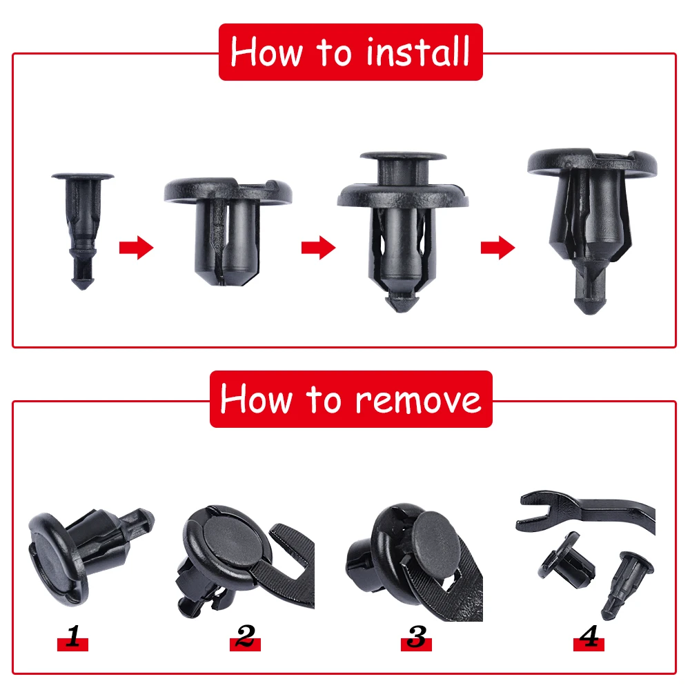 Partsworld 100PCS Bumper Clips 10mm Fender Liner Clip for Hond and Acura Plastic Rivet Retainer Replace OEM: 91503-SZ3-003 | Автомобили и
