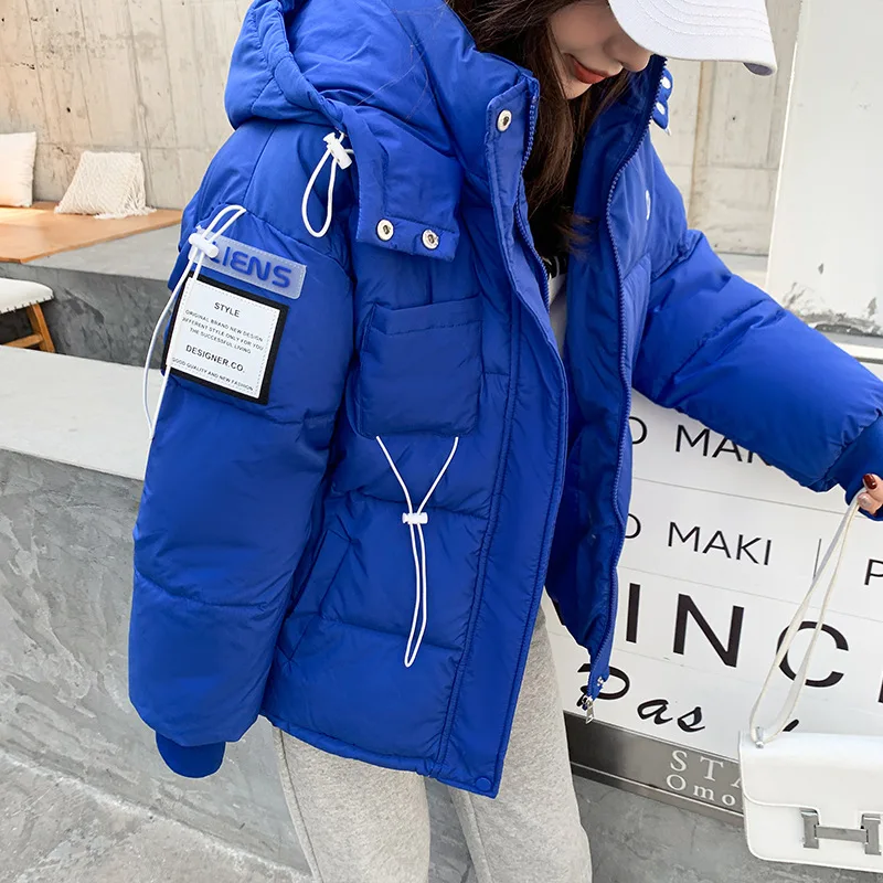 CGC Korean Fashion Short Winter Coat Women 2022 Cotton Padded Warm Hooded Winter Jacket Female Puffer Parkas Loose Down Jacket