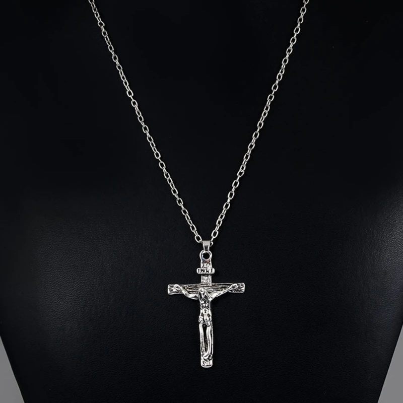 

H55A христианский Иисус крест ожерелье с цепочкой металлическая подвеска с распятием Иисуса ювелирные изделия