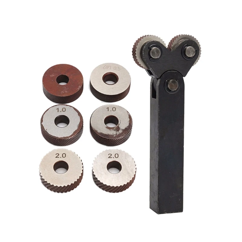 

2021 New 7pcs Knurling Tool 0.5 1 2mm Diagonal Dual Wheel Linear Knurl Set Lathe Machine