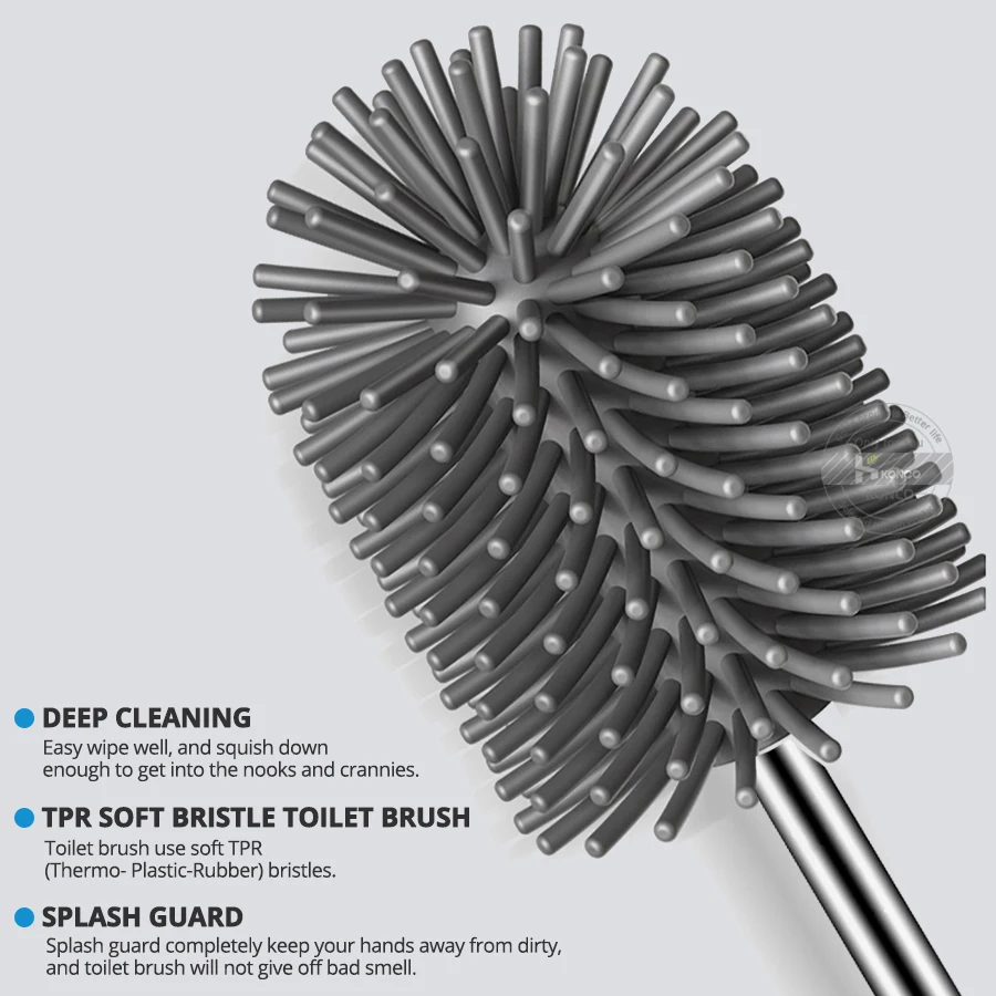 Резиновая щетка для туалета Konco с держателем чистящая бытовой очиститель пола