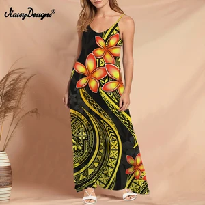Женское длинное платье Noisydesigns, элегантные вечерние платья для выпускного вечера, большие размеры 4XL, богемное пляжное платье без рукавов, повседневная одежда, Ropa Hawaiian Samoan Polynesian