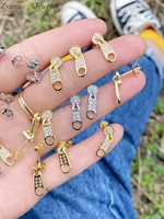 4 pairs vintage zircon earrings for women gold silver color zipper earrings fashion stud earrings brincos jewelry pendientes