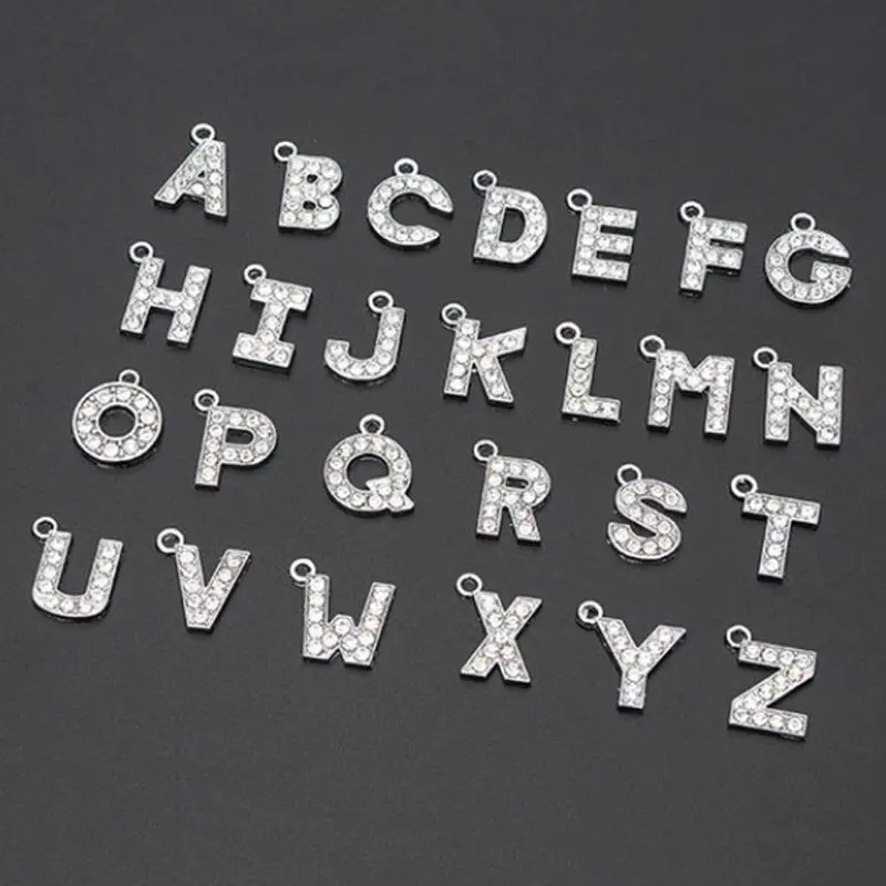 

2021 New 2021 New 26Pc Rhinestone Letter Charm Alphabet Crystal Letter Bead Pendant Jewelry Making