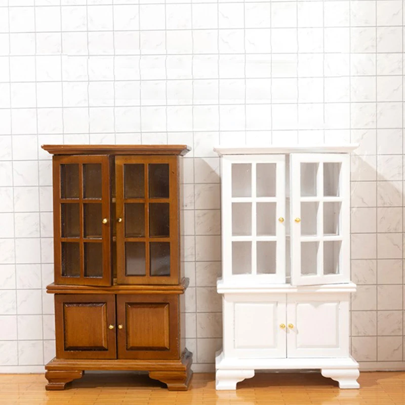 

Wood 1/12 Scale Dollhouse Furniture Glass Cabinet Model Mini Study Ornament