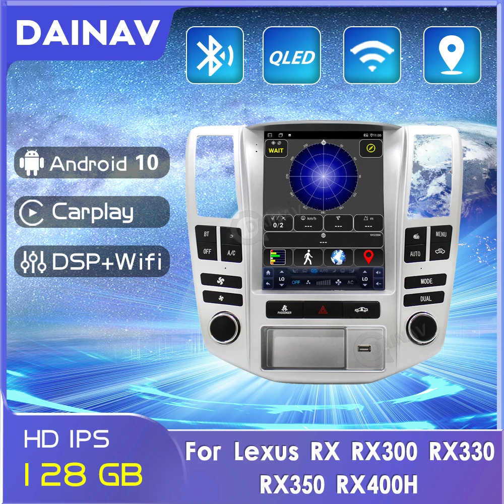 

Автомагнитола 2 Din, 128 ГБ, Android, для Lexus RX RX300 RX330 RX350 RX400H 2004-2008, автомагнитола с GPS-навигацией, мультимедийный DVD-плеер