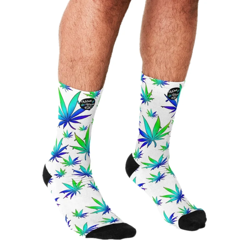 2021 мужские носки Харадзюку с принтом жидкого горшка листьев счастливые хип хоп