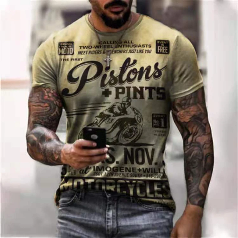 Camiseta de verano para hombre, camisa 3D de motociclista, carretera, Hip-Hop, Vintage, Streeerar