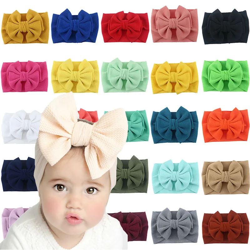 

1PCS 7inch Solid color Bullet Baby Girl Soft Elastic big Headband Wide Turban Knot Head wear Hair Accessories 590