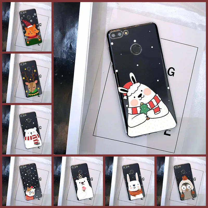 Мягкий силиконовый чехол для телефона Huawei Y5 Y6 Y7 Prime 2018 Y9 2019 Рождественская кошка