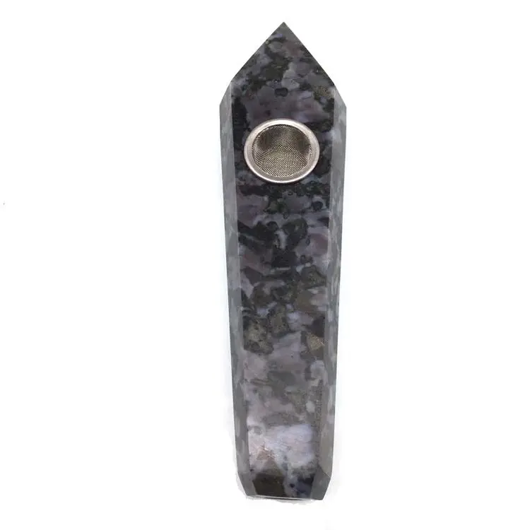 

Natural Gabbro Stone Crystal Smoking Pipe Tobacco Cigarette Wand Healing 1Pcs