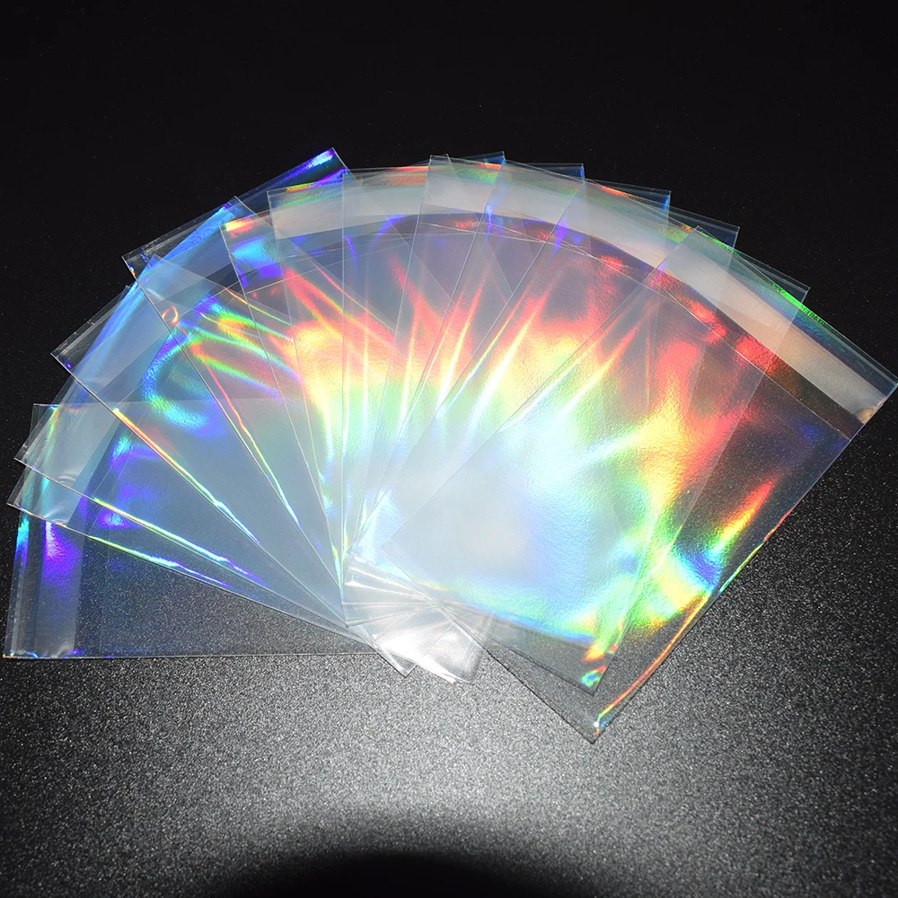 200pcs 57x87mm Rainbow Foil Transparent Laser Clear Sleeves Korea Idol Photo Holographic Protector Trading Cards Shield Cover | Спорт и