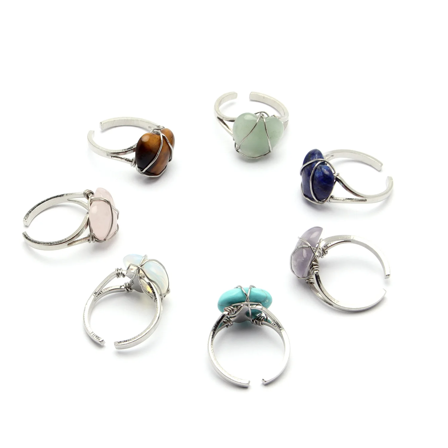 

Natural Crystal Vintage Heart-Shaped Ring Unisex Hand-Knitted Couple Creative Personality Handmade Fashionable Rings for Women