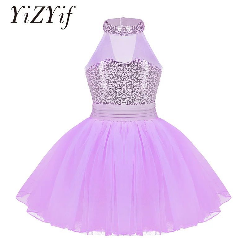 

Kids Girls Ballet Tutu Dress Ballerina Dress Kids Dancewear Sleeveless Mesh Splice Sequins Ballet Dance Gymnastics Leotard Dress