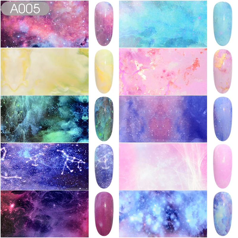 BS07122 Gradient Rainbow Starry Sky Nail Foil Shimmer Japanese Syle for Nail Art Sticker Set Transfer Foils DIY Salon Wraps Decals - Цвет: BS07122
