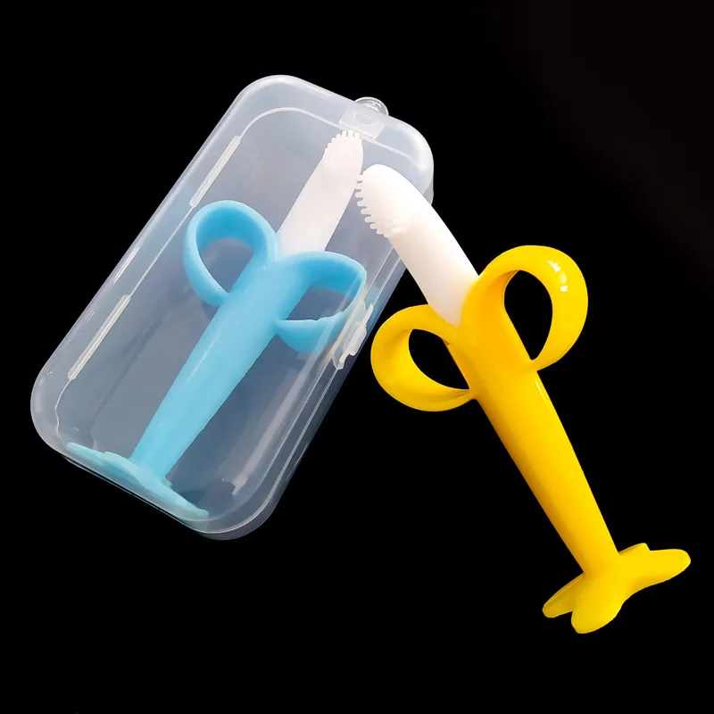 

10 штук в коробке упаковки силиконовый Прорезыватель для зубов детское банан для режущихся зубов детские Уход за полостью рта Зубная щётка ж...