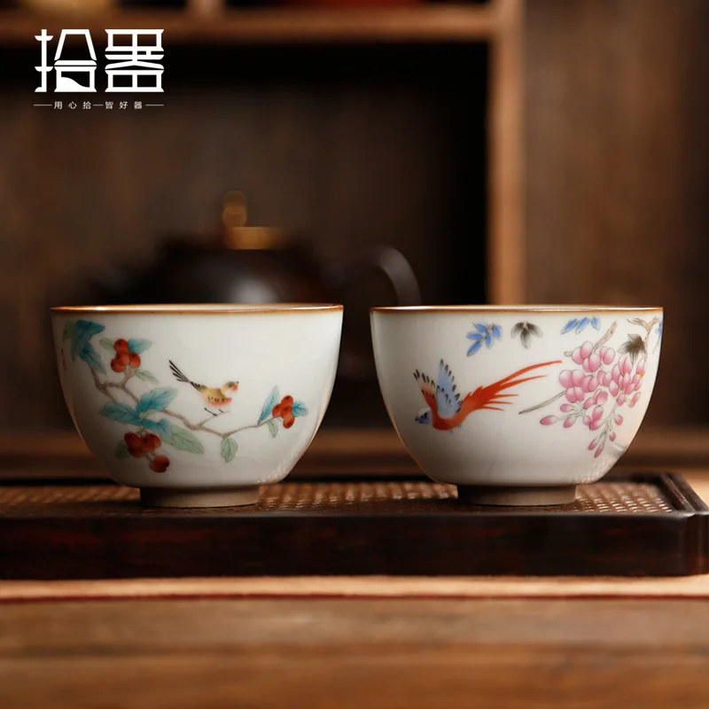Чайная чашка Ruyao с цветами и птицами чайная маленькая одинарный Стандартный