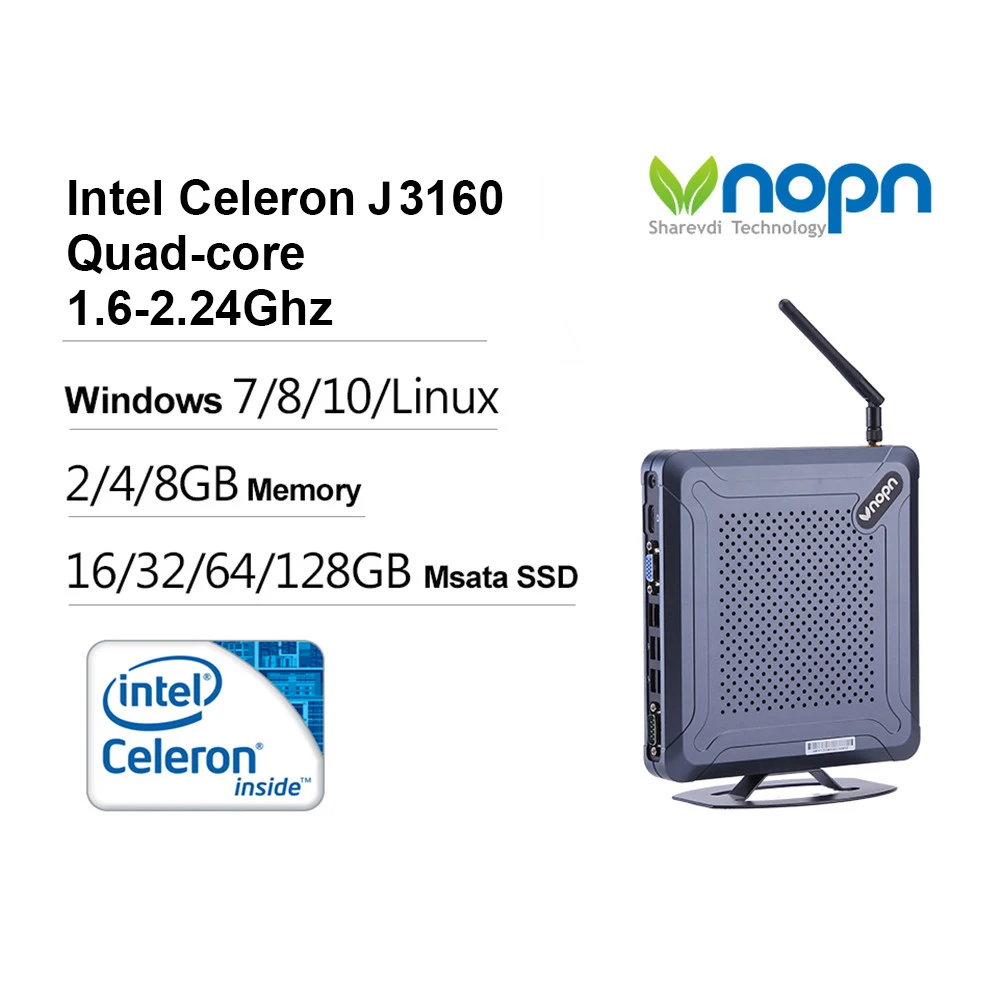 K900-C2 мини-ПК Intel Celeron J3160 четырехъядерный 1,6-2,24 ГГц настольные компьютеры 1000 Мбит/с Wi-Fi Windows/Linux голосовой классной компьютер
