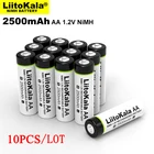 Оригинальная никель-металлогидридная аккумуляторная батарея Liitokala, 1,2 в, AA, 2500 ма ч, 10 шт., для температурного пистолета, пульта дистанционного управления, мыши игрушка на батареях