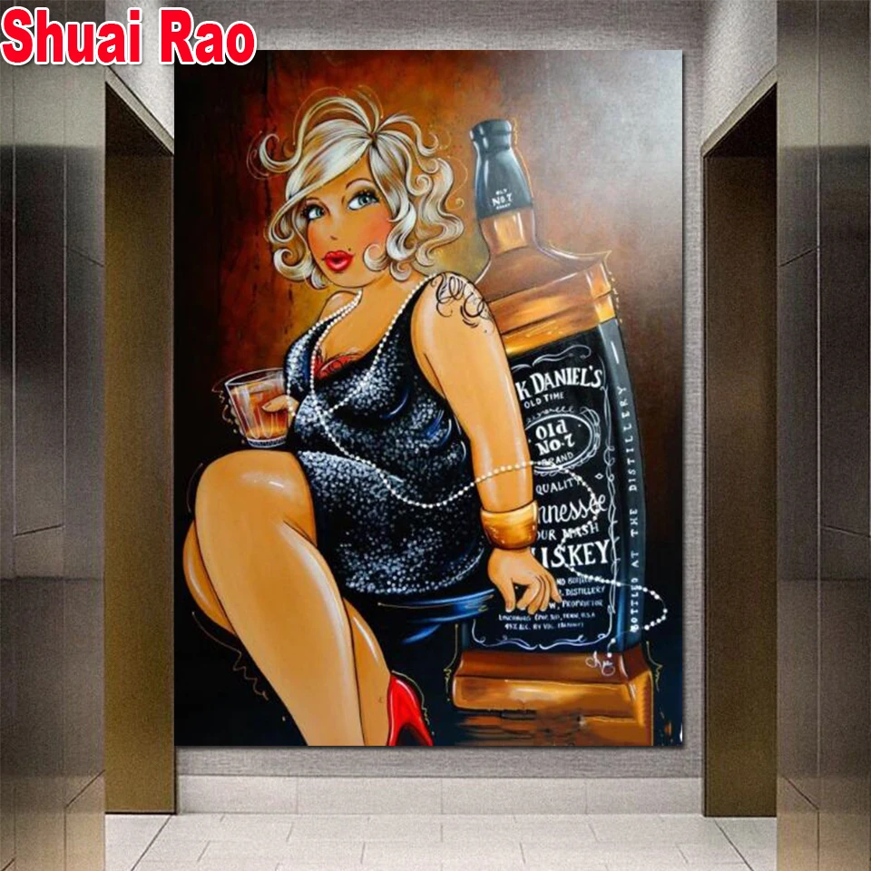 

5D round Diamond Painting Cross Stitch Fat Cartoon Sexy Girl painting Diamond Mosaic Square Drill Diamond Embroidery Woman,