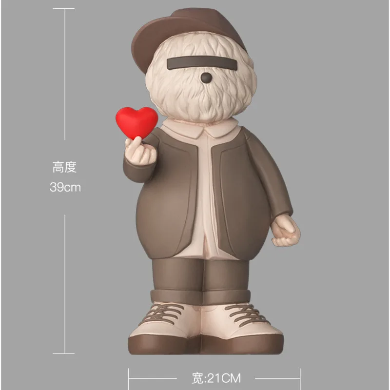 

Large Bear Statue Light Luxury Heart Bear Figure Sculpture Ornaments Living Room Bedroom Home Decoration Wedding Birthday Gift