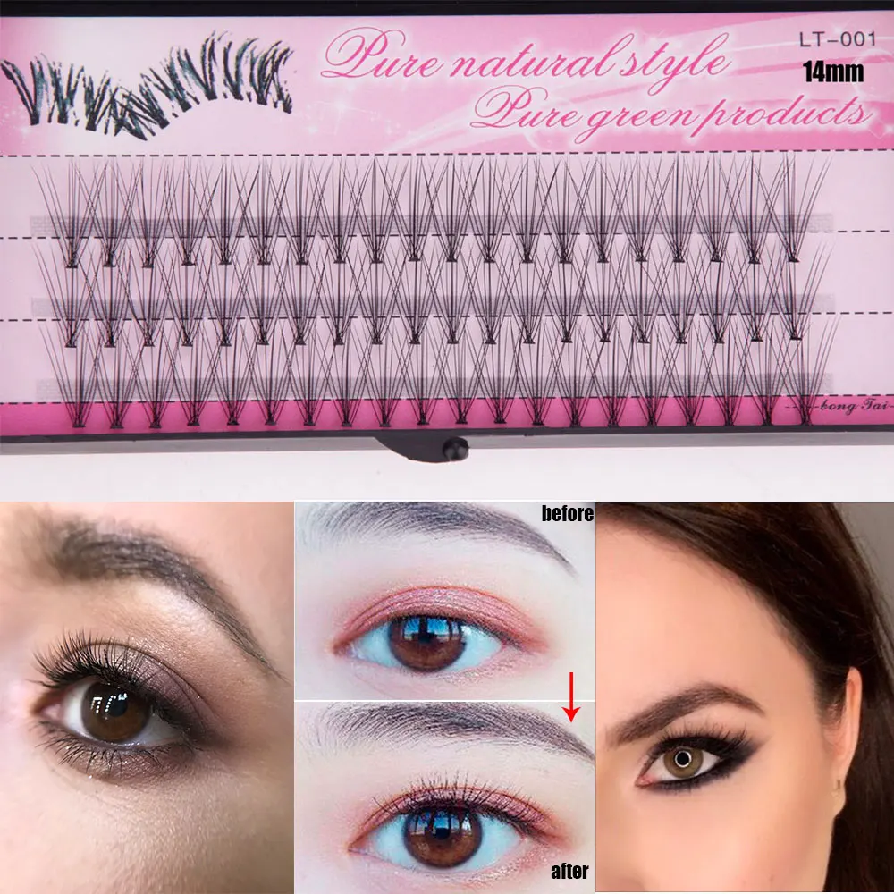

10/12mm Fake Eyelashes 60pcs Natural False Eye Lashes Grafting Eyelashes Extension Tools Women Makeup Beauty Eye Lashes Set