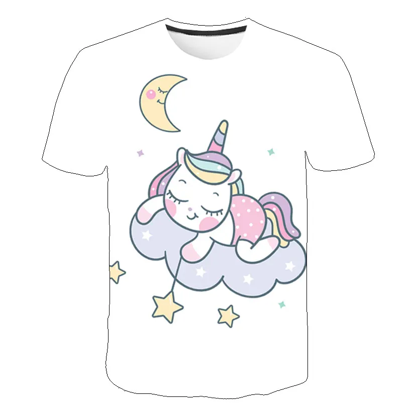 

2020 Summer Toddler Baby Girls Kids Clothes 3D Printed Unicorn T-Shirt Cute Cartoon Short Sleeve Tees For Children's T-Shirt