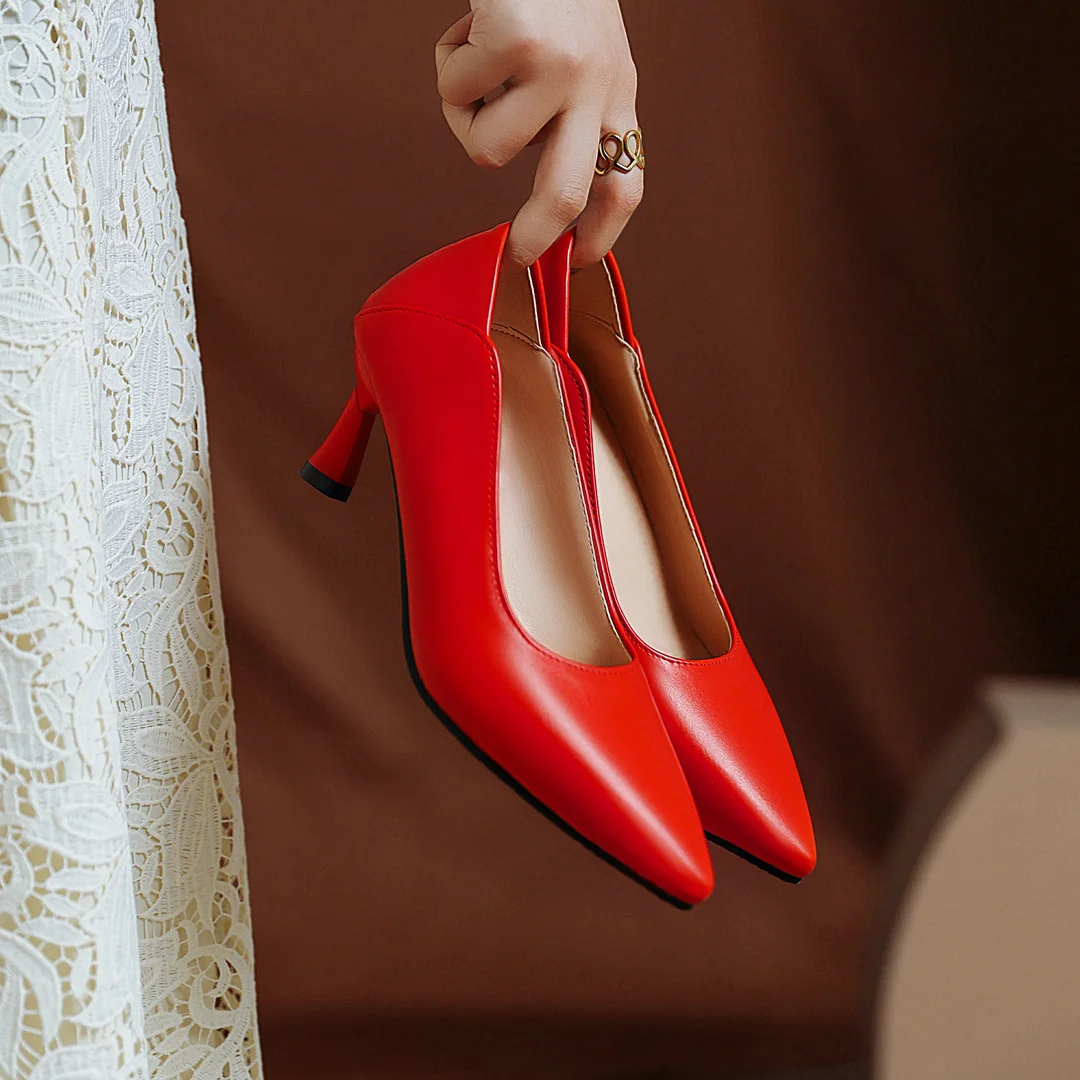 

Oversized Cat Heel Classic Mary Jane Pumps Pointed Toe Stiletto Business Wear Women's Shoes Free Shipping Cheap Set Of High Heel