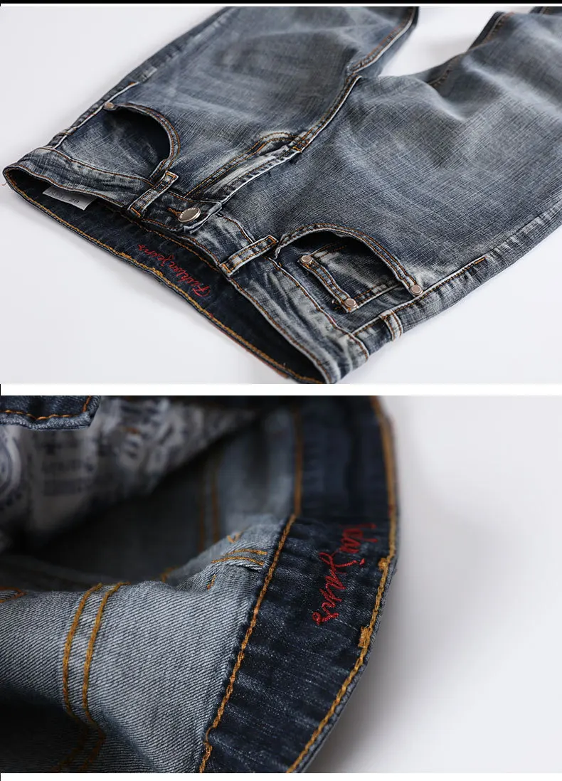 Джинсы мужские прямые в классическом стиле модные повседневные брюки из денима