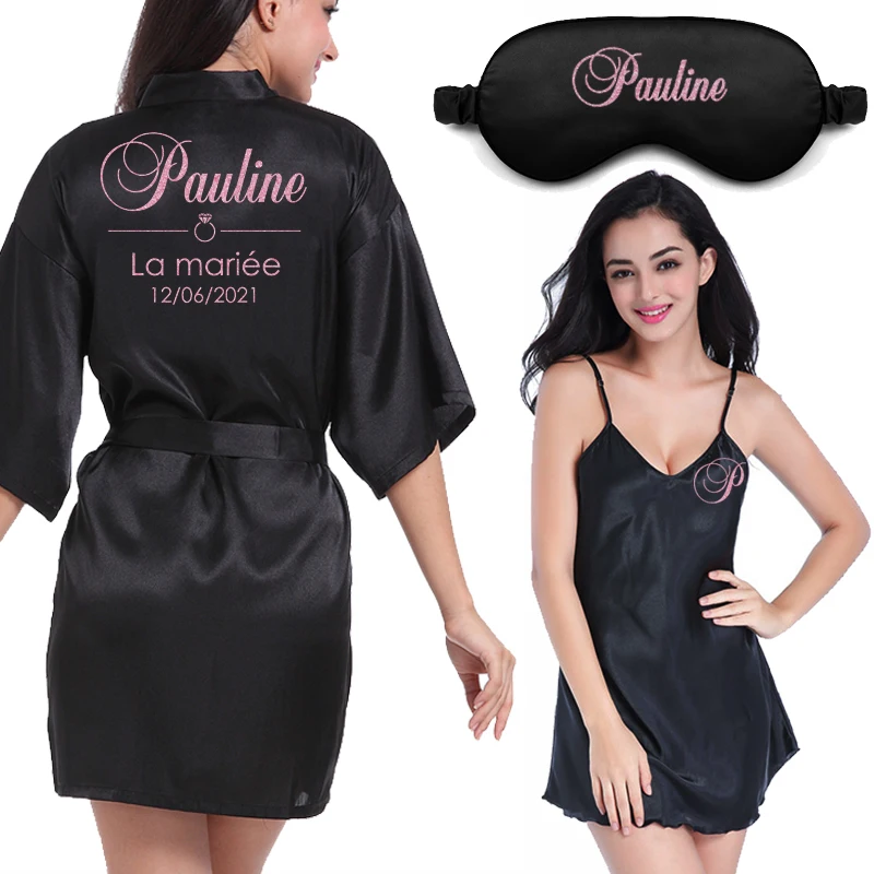 Женская атласная ночная рубашка Подарочная Ночная сорочка для подружки невесты