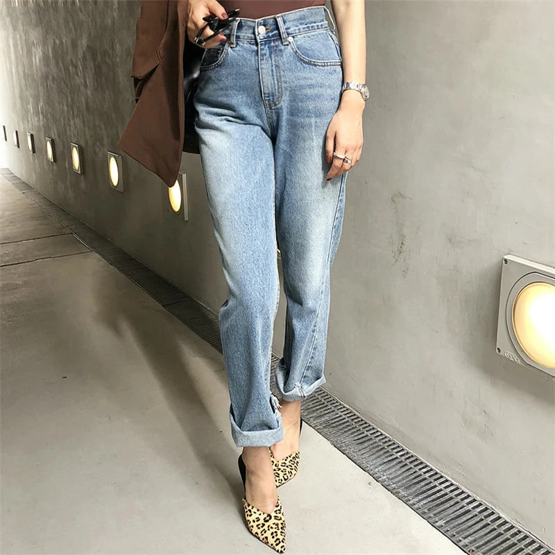 Mozuleva 2019 High Street Straight Women Jean Ankle Length Vintage Stretch Harem Boyfriend Style Female Denim Pant | Женская одежда