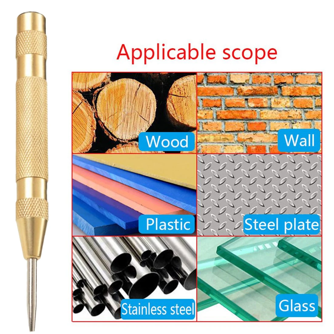 

Spring Loaded Dent Marker 5 Inch Automatic Punching Woodworking Tools Drill Bit Electric Tools Metal Drills Center Pin Punch