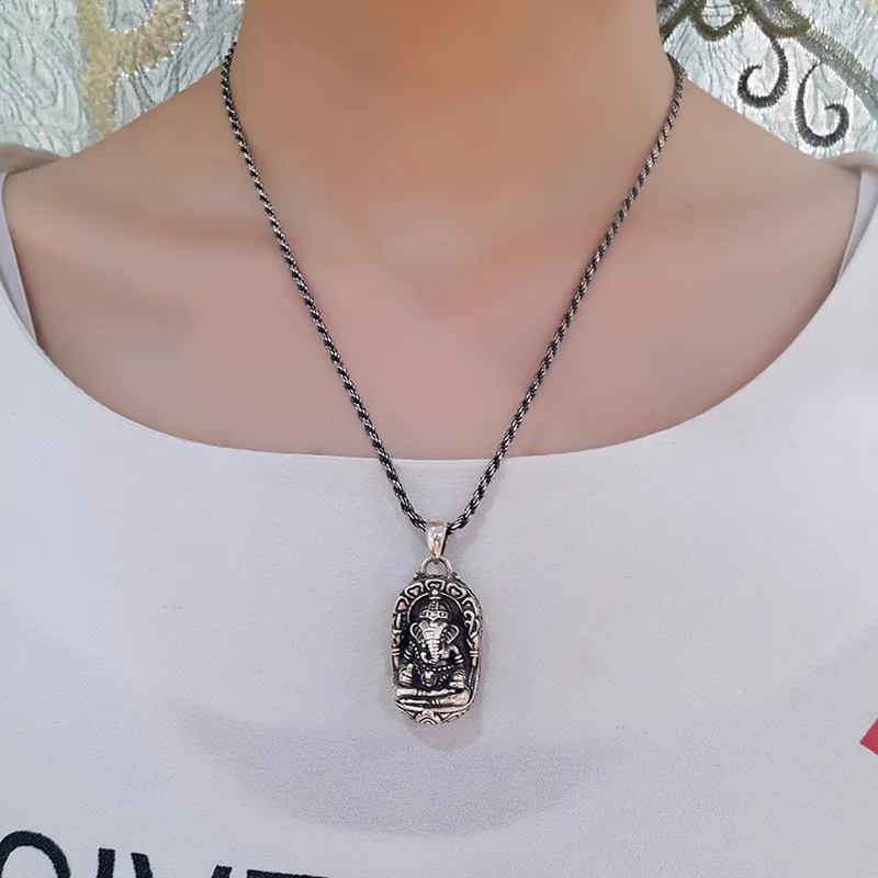 925 пробы Серебряный слон Ганеш твердый кулон для мужчин и женщин тайское серебро