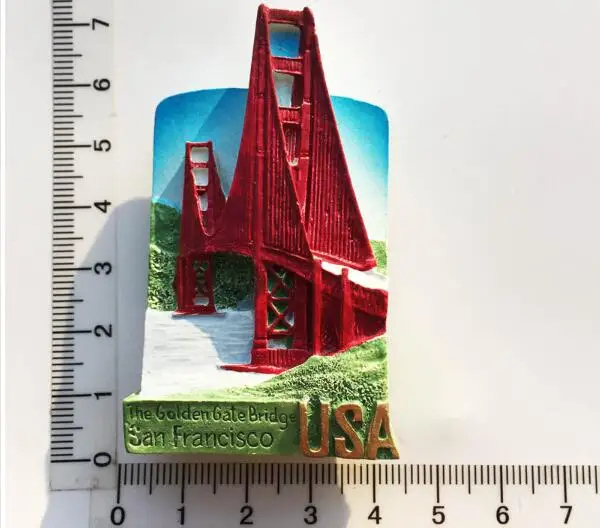 Мост с золотыми воротами Сан-Франциско Калифорния магнит на холодильник из смолы