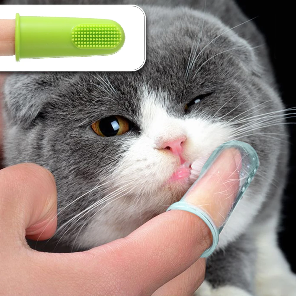 1 шт. супер мягкая надеваемая на палец зубная щетка для домашних животных Тедди