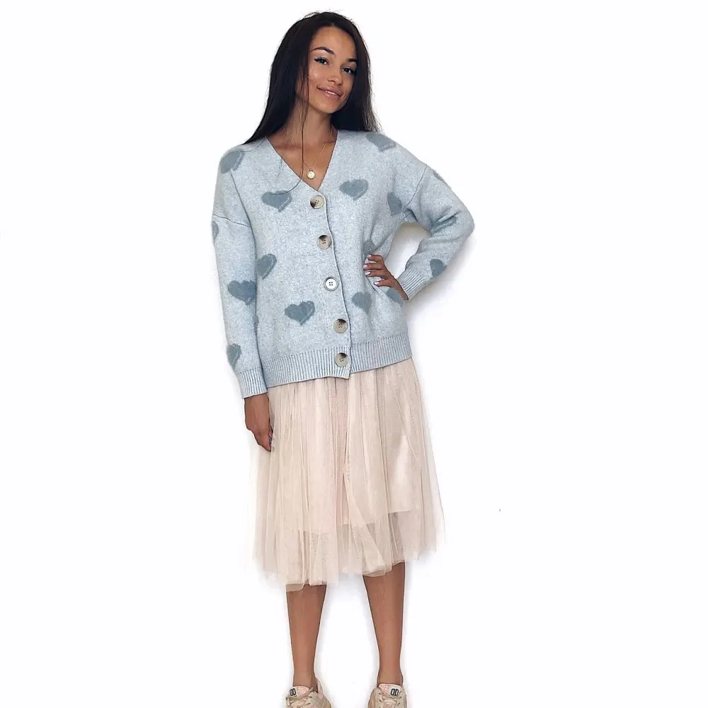Hirsionsan Cashmere Sweater Women Autumn Winter Knitted Cardigans Kawaii Heart Loose Clothes Oversized Soft Warm Pull Femme