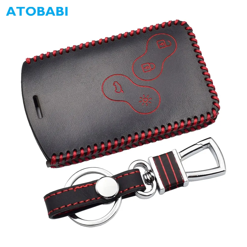 

Leather Car Key Case For Renault Koleos Laguna Megane 1 2 3 Sandero Scenic Captur Clio Duster Fluence Remote Fob Protector Cover