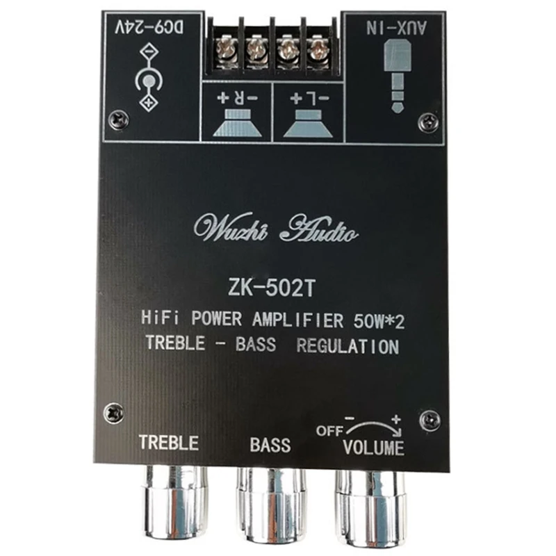 

ZK-502T TPA3116D2 Bluetooth 5.0 Subwoofer Amplifier Board 2.0 Channel High Power Audio Stereo Amplifier Board 2X50W