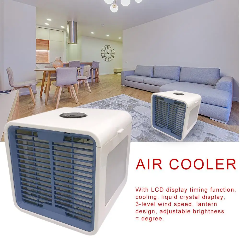 

Home Mini Air Conditioner Portable Car Air Cooler 7 Colors LED USB Space Cooler Fan Air Cooling Fan Rechargeable Fan Desk