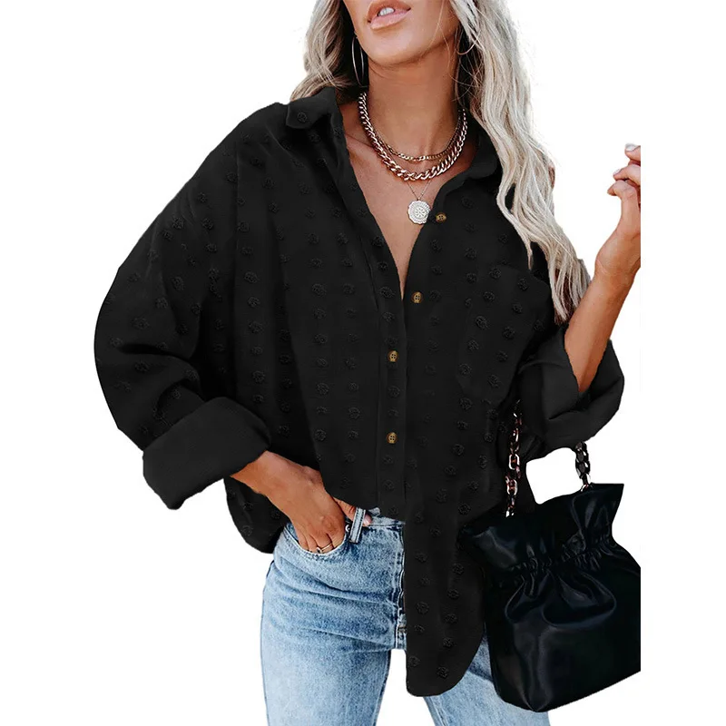 

7 Colors Chiffon Buttons Women Shirts New Turn Down Collar Female Tops Three Dimensional Decoration Fashionable Ladies Blouse